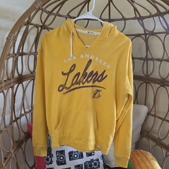 NBA Tops - 47 Brand Ladies Yellow and Purple Lakers Hoodie